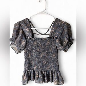 Floral Smocked Puff Sleeve Top